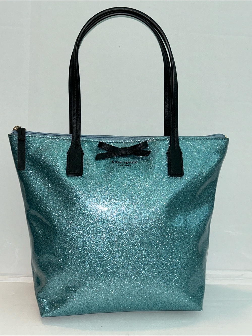 Kate Spade Mavis Street Jeralyn small tote bag metallic blue glitter NEW